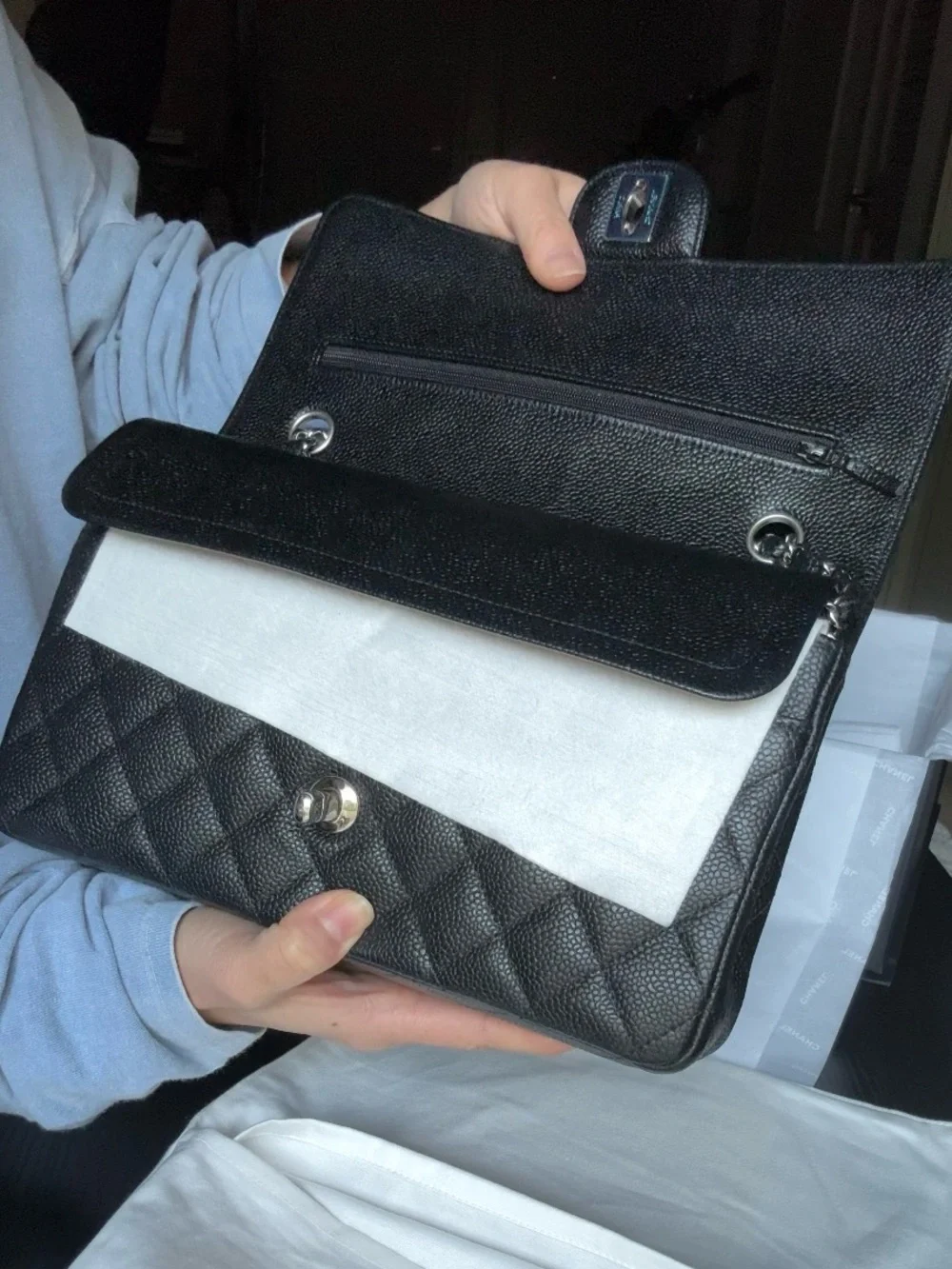 Flawless Iconic Chanel Medium Caviar Flap Bag